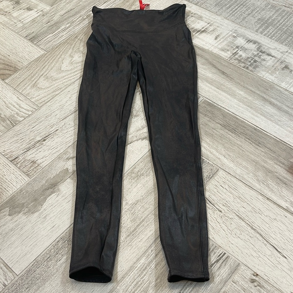 Faux black leather SPANX leggings